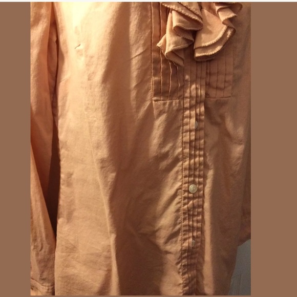 J. CREW Christen Ruffle Tuxedo Blouse Blush Pink Neckline Button Up Shirt Top - Picture 6 of 8